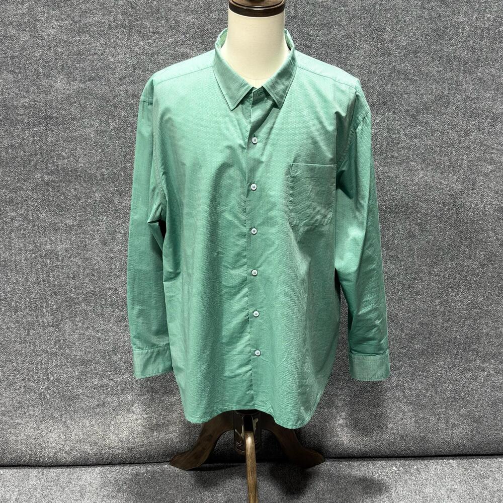 Tommy Bahama Shirt Mens XL Green Geometric Cotton Long Sleeve Button Up Casual
